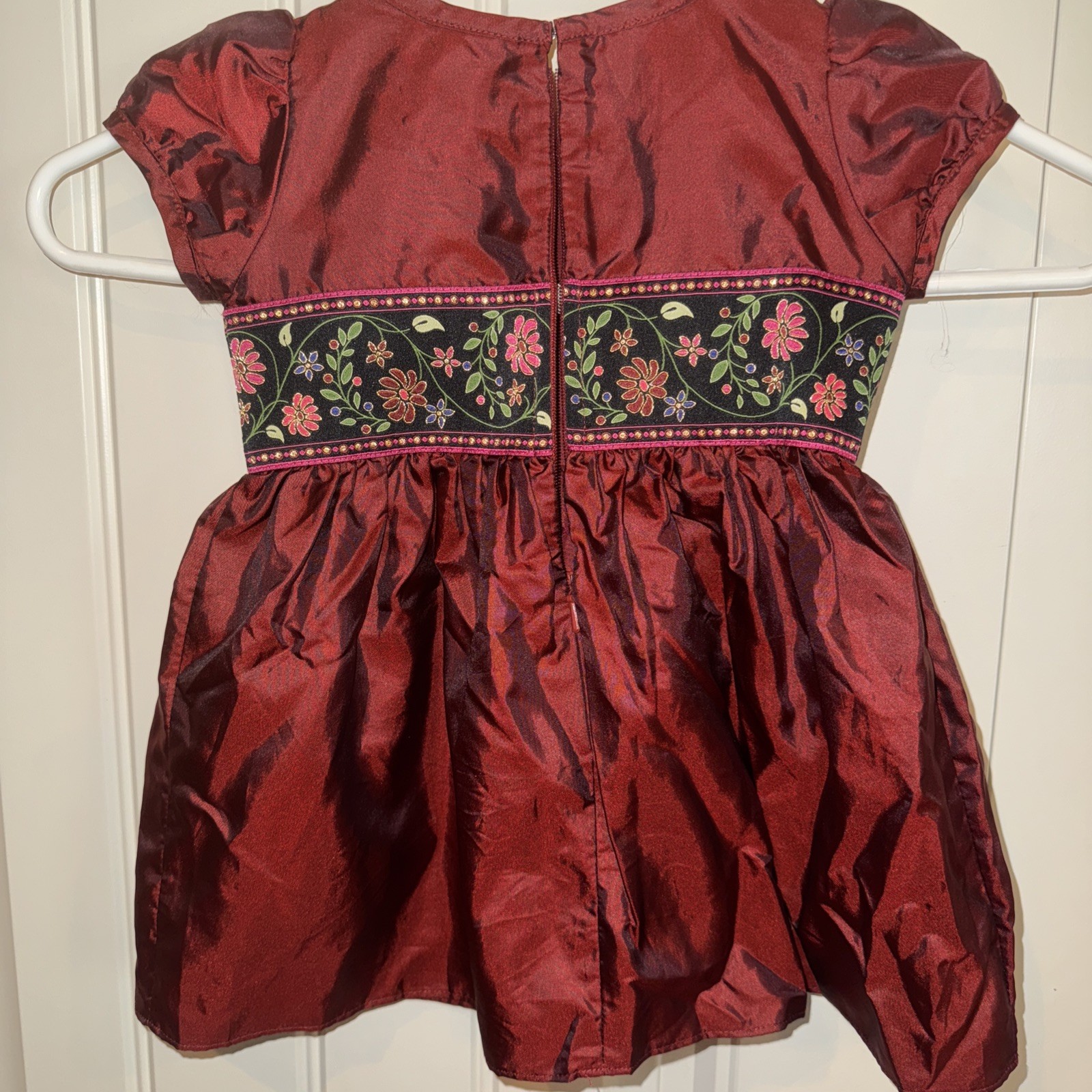 Hanna Andersson Maroon Red Satin Holiday Dress Nylon Poly Size 70 6-12 Months