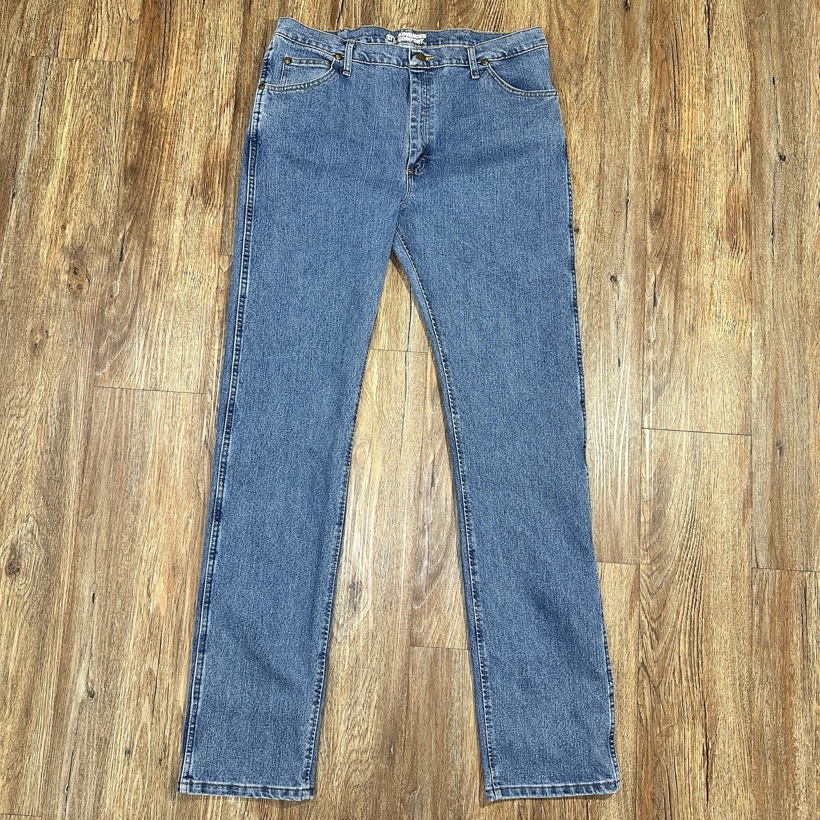 Wrangler Advanced Comfort Jeans Mens 38×38 Regular Fit Straight Blue Denim 47