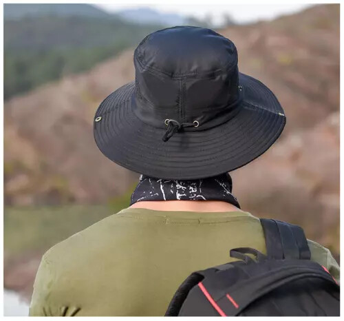 Men Wide Brim Sun Hat UV Protection Bucket Cap Hiking Camping Fishing Safari USA