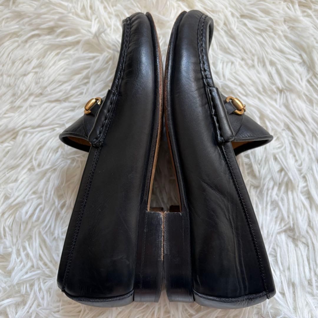 Rare GUCCI Horsebit Loafers Black Leather 35.5 22.5cm Elegant Italian Made