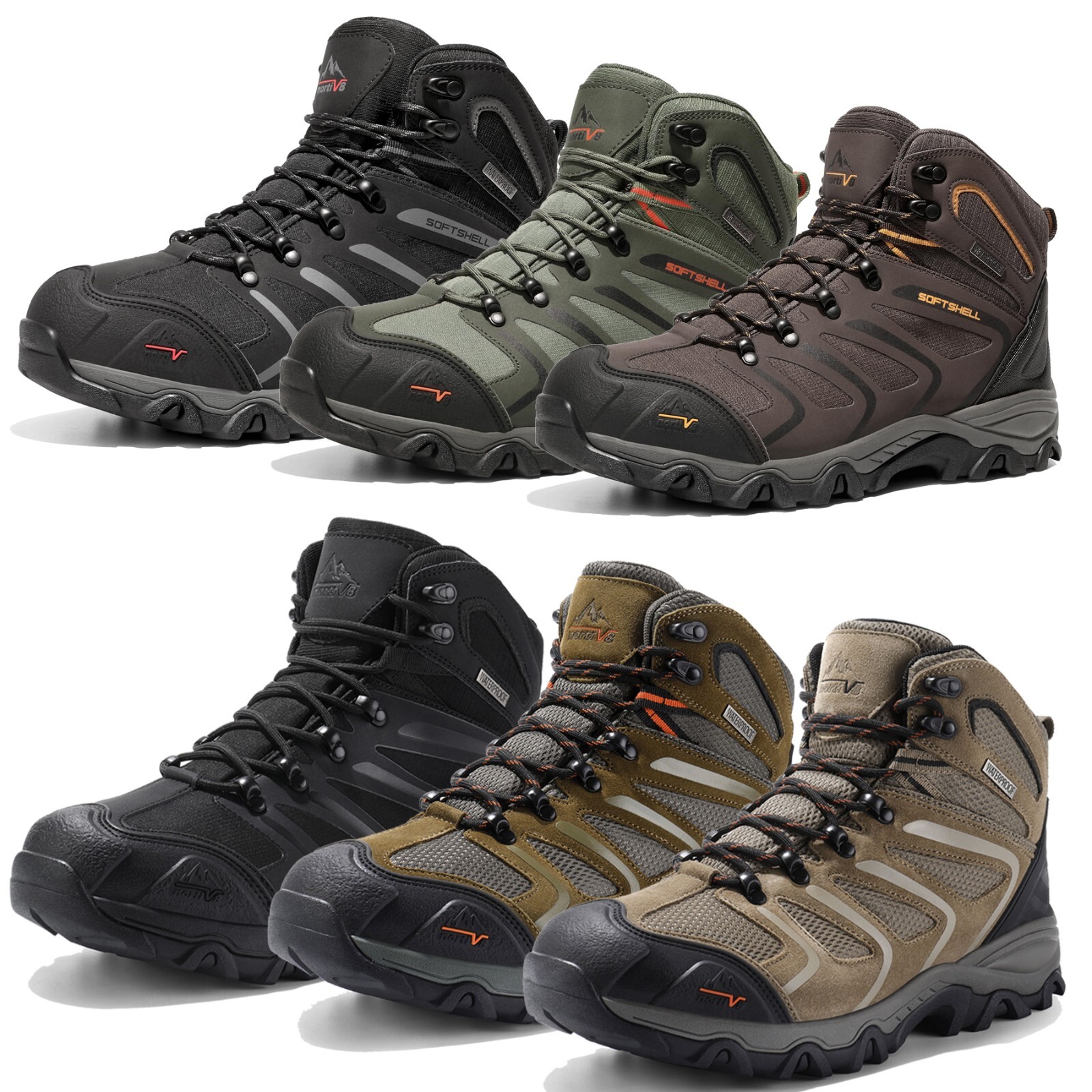 Men’s Waterproof Hiking Boots Mid Top Ankle Lightweight Outdoor Trail Work Shoes