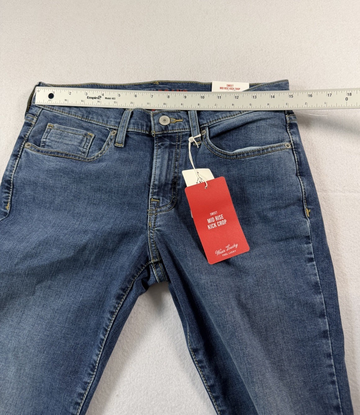 Lucky Brand Sweet Mid Rise Kick Crop Jeans Womens 8/29 Blue Medium Wash Denim
