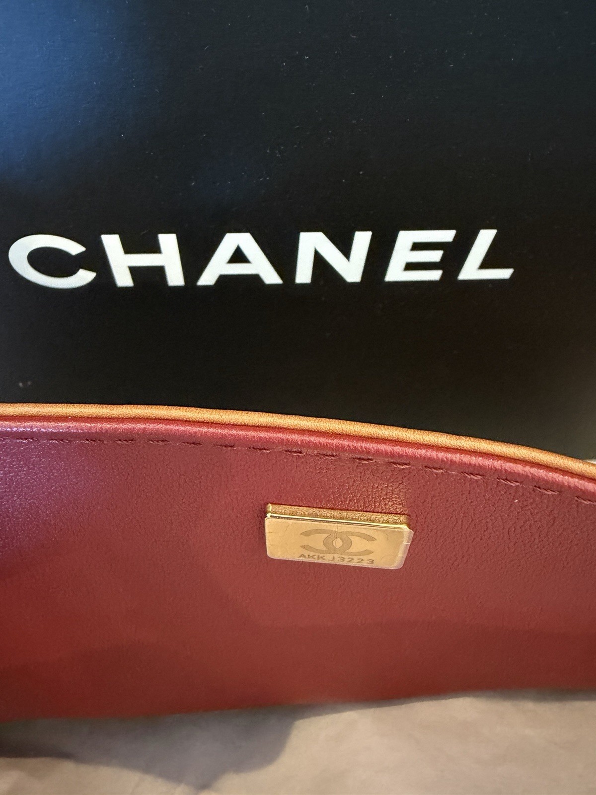 CHANEL Brown Quilted Flap Shoulder Bag Turn Lock Gold Chain Medium w/Box
