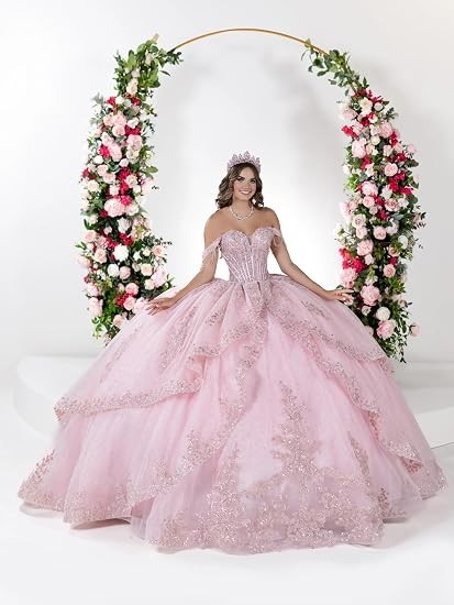 ‌Lace Appliques Quinceanera Dresses with Train Tulle Tassel Vestido De 15 Aos