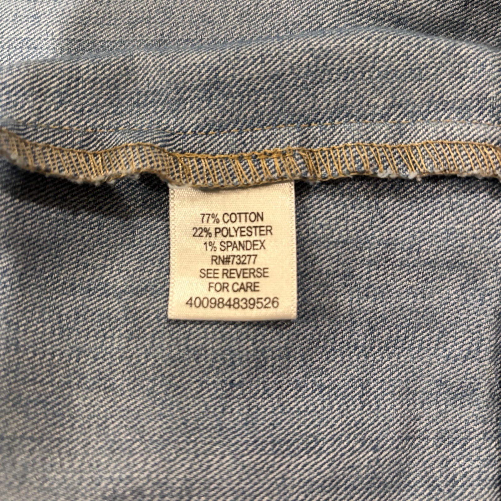 Blue Denim Jacket Button Front Chest Pockets Lightweight Classic Cotton Blend