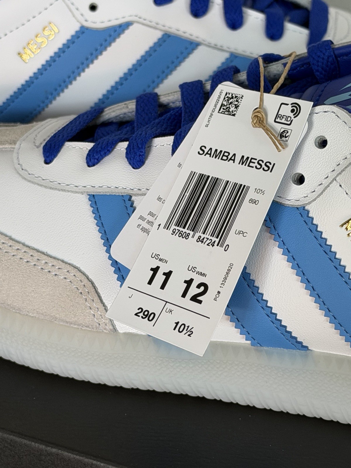 *NEW Messi adidas Samba Sneakers Argentina Shoes GOLD Logo Men Shoes US Size 11
