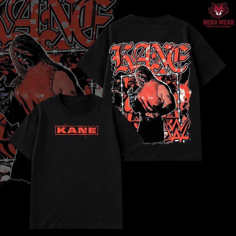 Kane WWE Wrestling T Shirt Hoodie 100% Cotton, Big Red Machine Graphic Tee, Atti