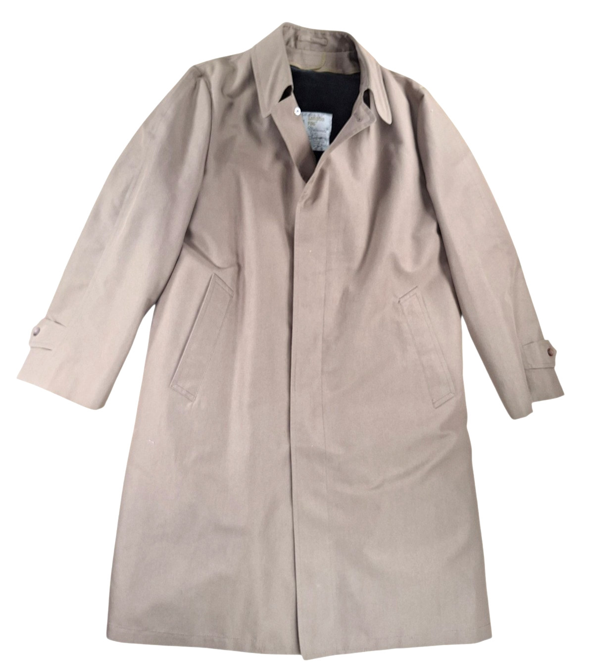 London Fog Maincoats Trench Coat Mens 40R Mocha Brown Zip Out Fuzzy Liner
