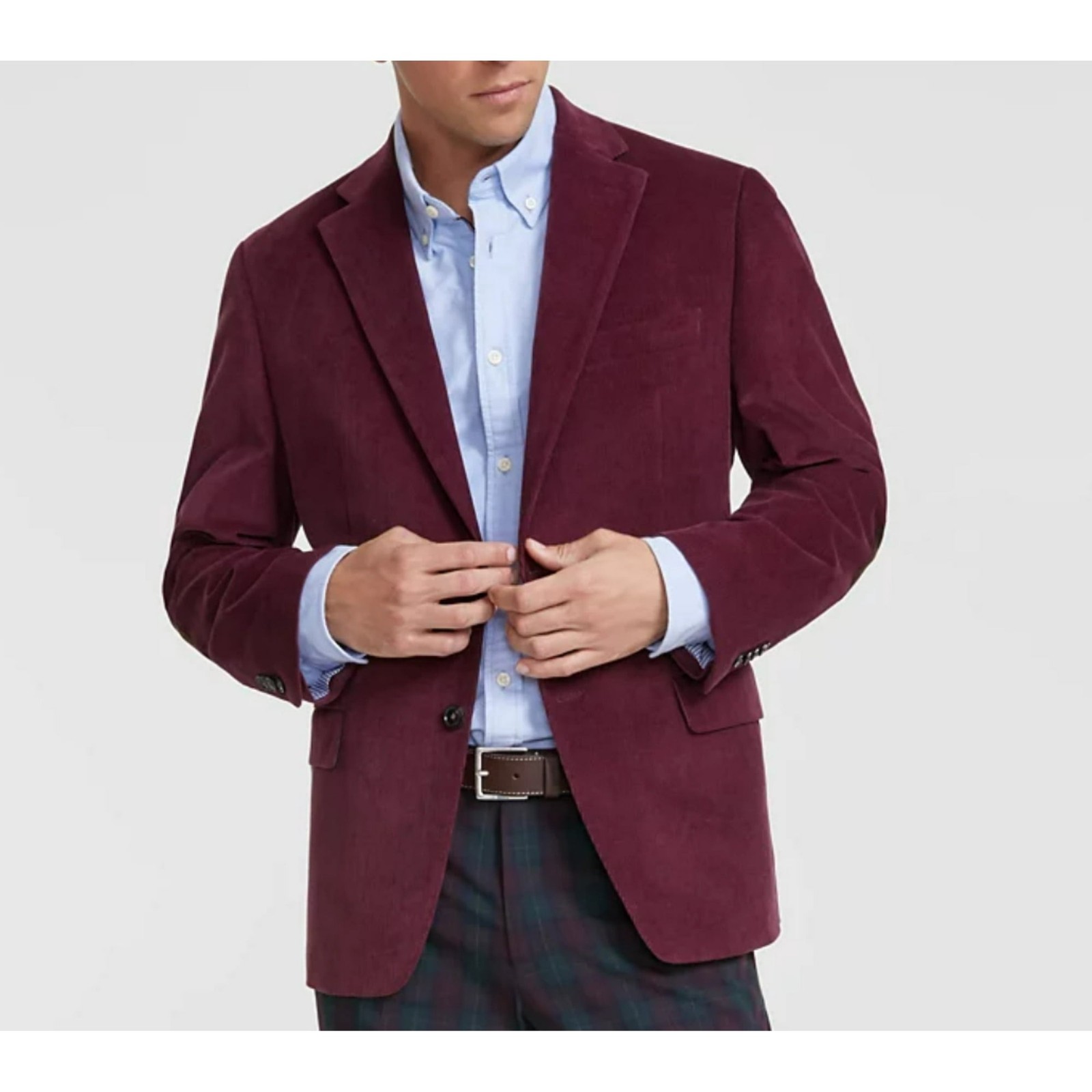 Tommy Hilfiger Men’s Modern-Fit Corduroy Elbow Patch Sport Coat – Burgundy-40S