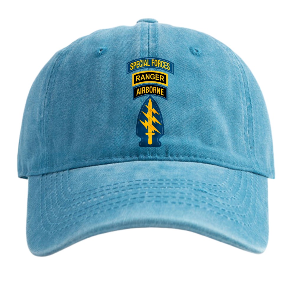 Special Forces Ranger Airborne Vintage Dad Hat,US Army Elite Unit Distressed Cap