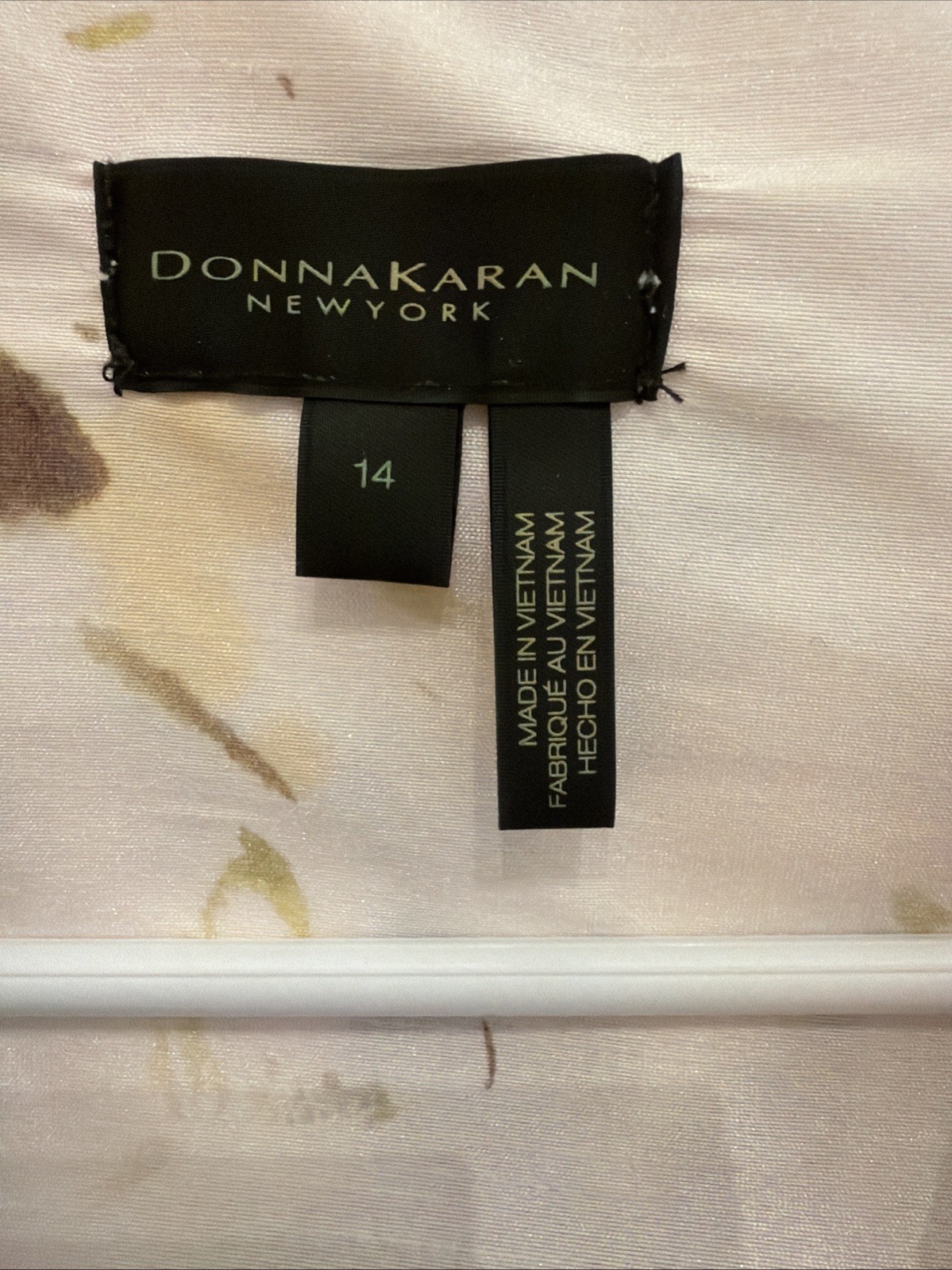 Donna Karan NY Floral Wrap Shimmer Floral Dress Waist Tie Pockets Size 14 $199