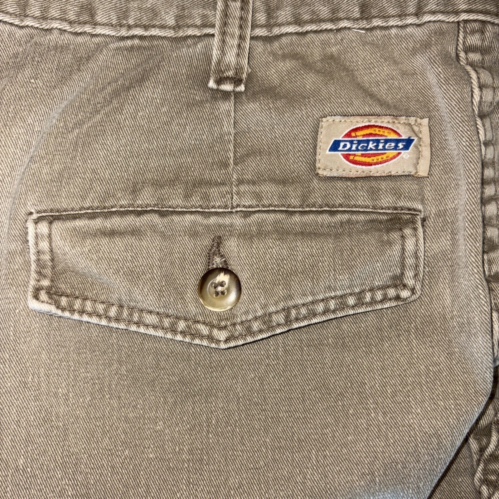 Vintage 80s Dickies Cargo Workwear Pants Double Pleated Talon Zipper Beige 34×30