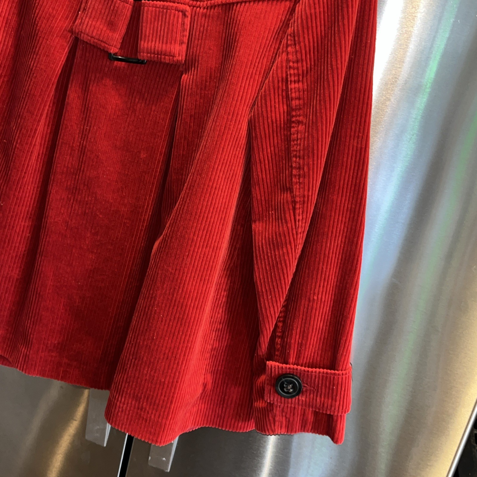 RED Corduroy JACKET Button Front Collared Button Strap Cuffs Womens S Relativity