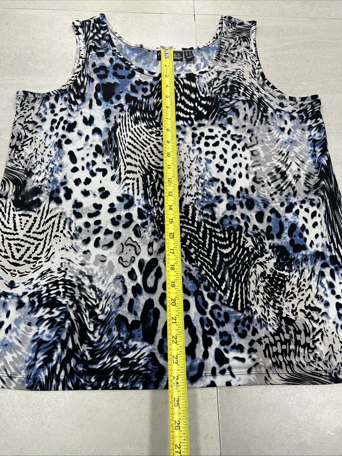 Plus Size Lounge Pant Set Stretch Knit Navy Pull-On Pants Abstract Top 1X QVC