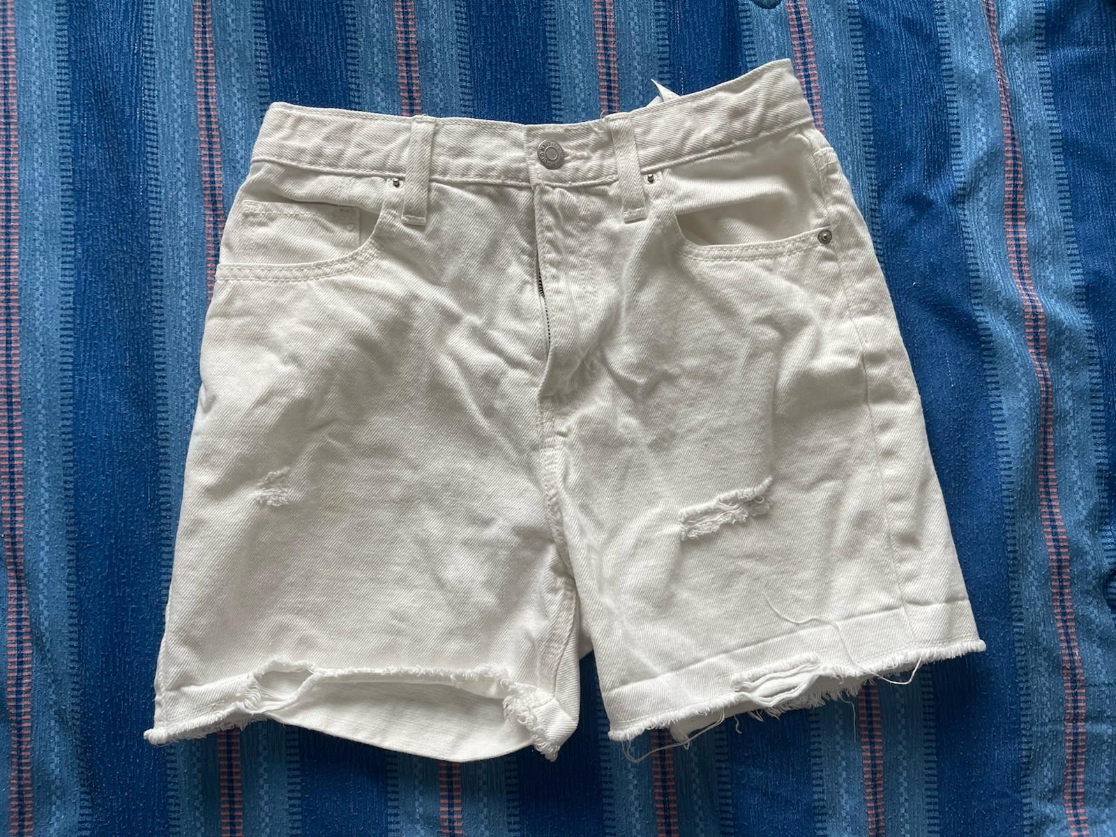 Old Navy White Ripped Denim Jean Shorts-Size 12