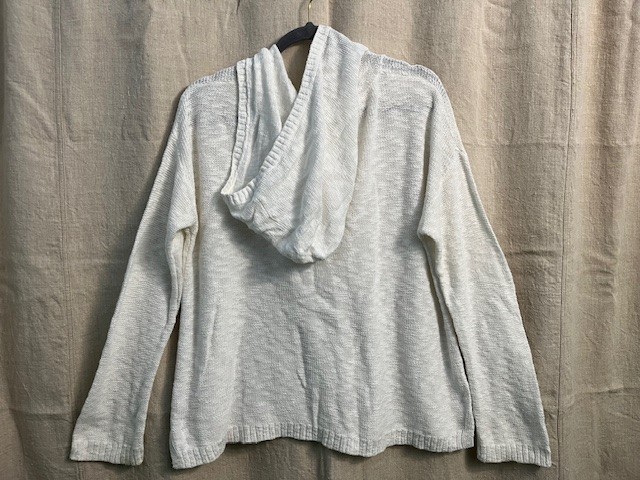Gap White Lightweight Open Weave Pullover Hoodie Sweater Spring Summer XL EUC