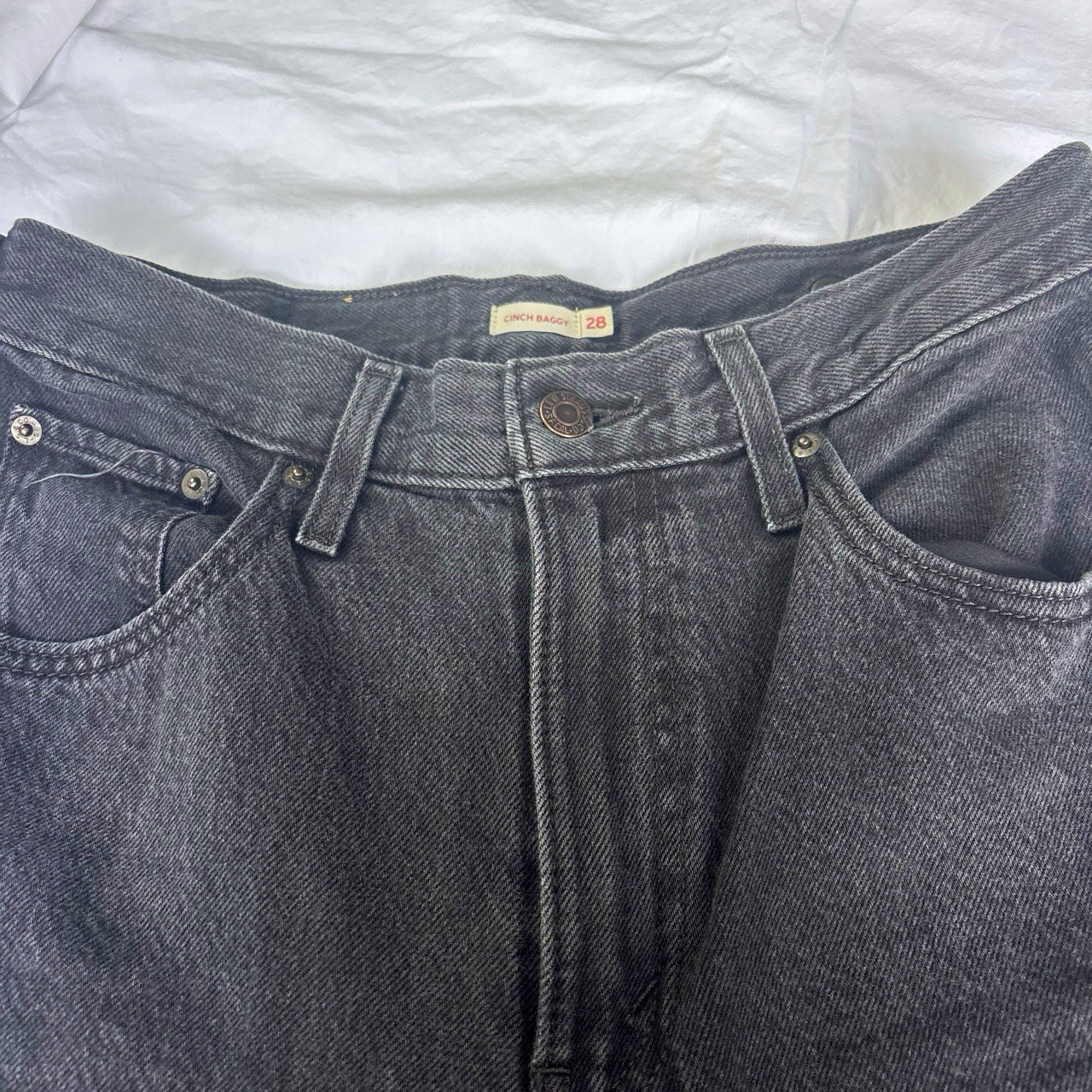 Levi’s Men’s Gray Dark Wash Denim Jeans Straight Leg Baggy Fit Mid Rise