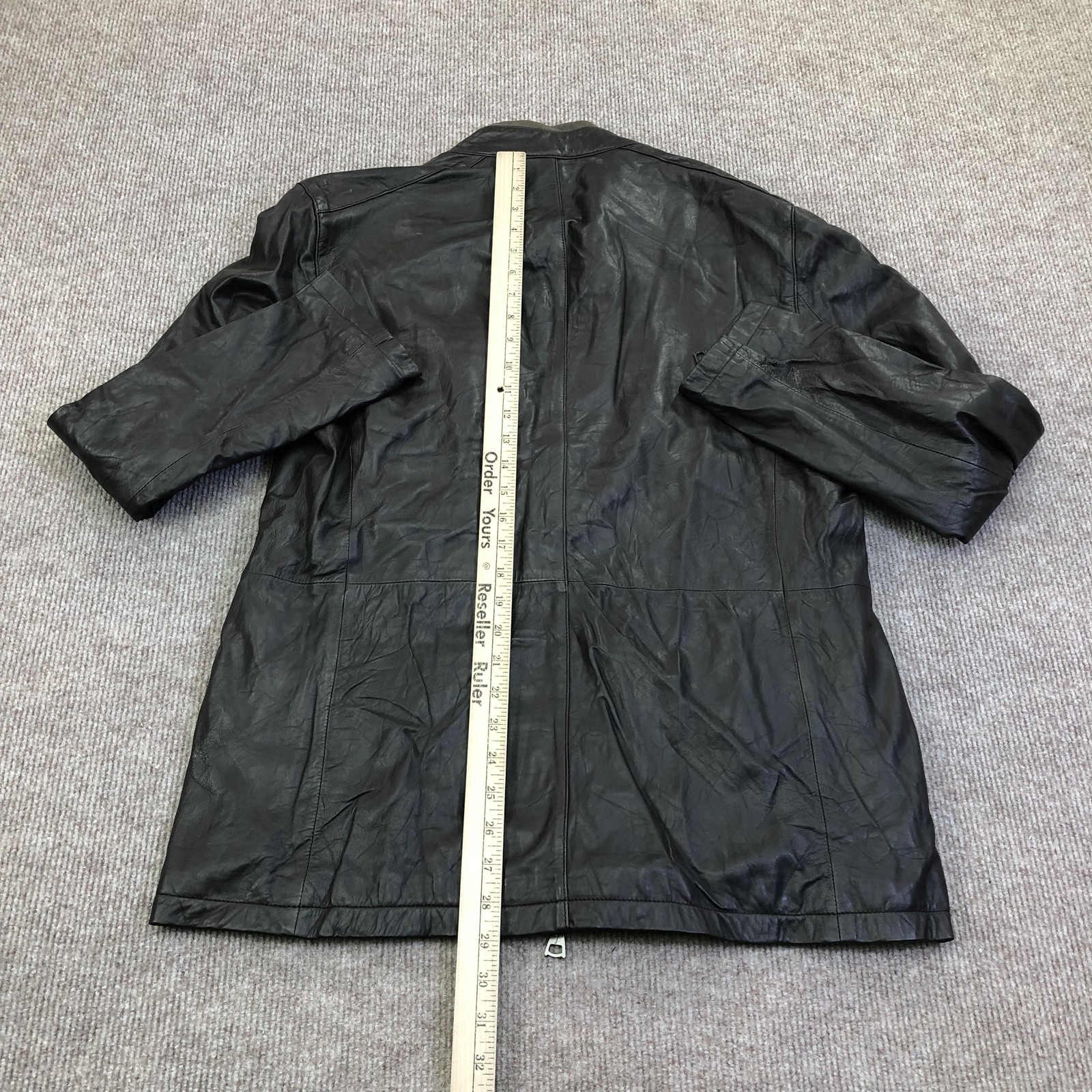 John Varvatos Jacket Mens 52 Brown Leather Military Full Zip Pockets L736P4 Y700