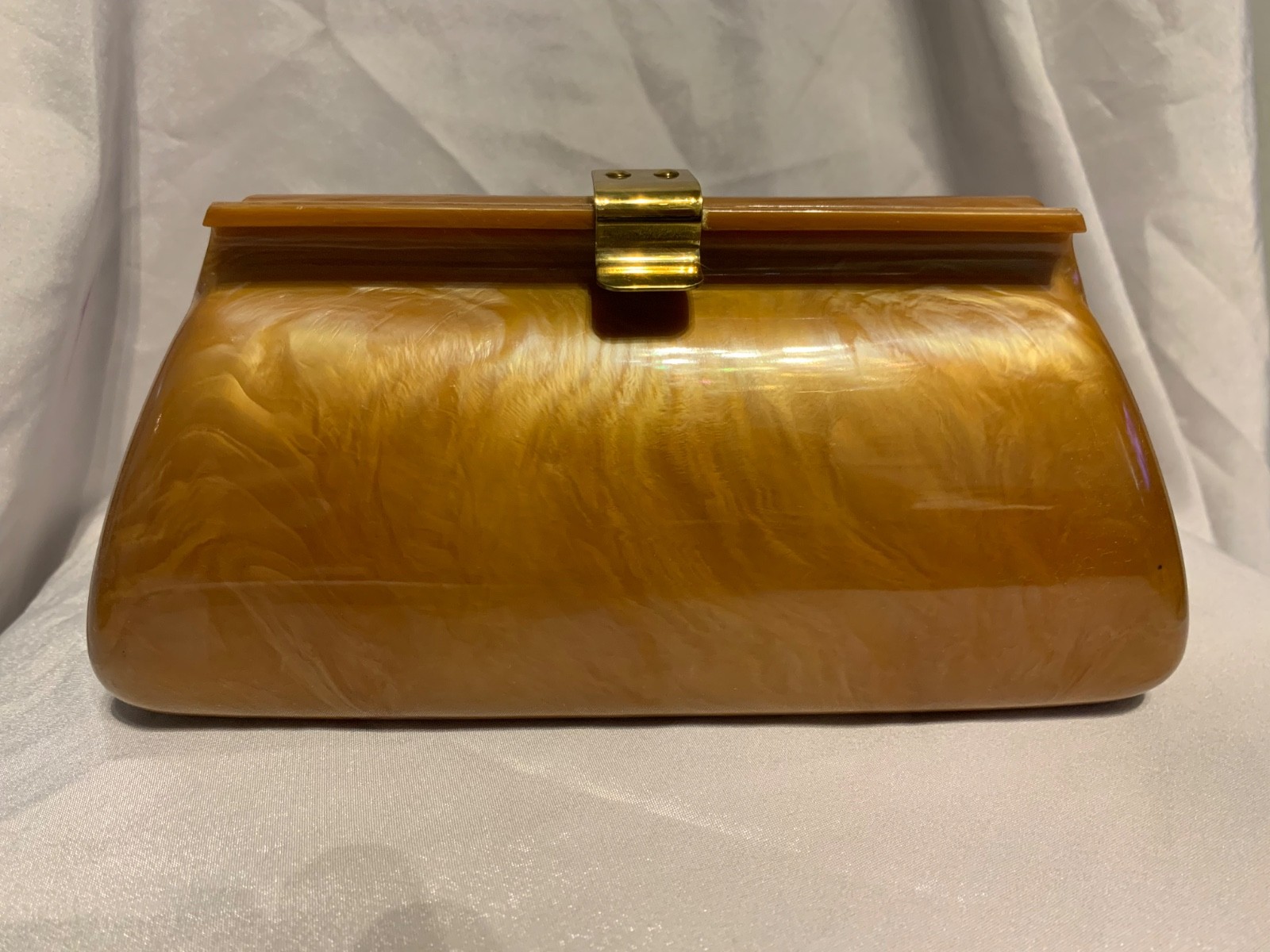 ART DECO Butterscotch TORTOISESHELL AMBER TONE BAKELITE LUCITE Clutch Purse