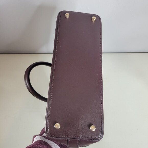 Coach Signature Debossed Patent Leather Sierra Satchel Oxblood Gold Purse Bag