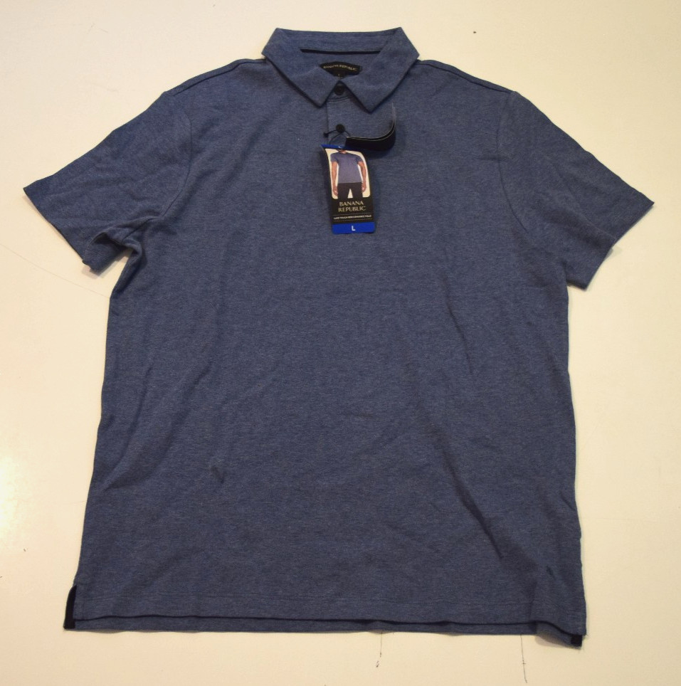 BANANA REPUBLIC S/S Blue Luxe Touch Performance Polo Shirt Size Medium NWT Mens