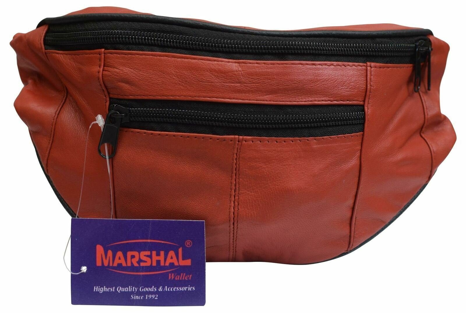 Mens Womens Genuine Leather Fanny Pack Pouch Waist Bag Slim Design Hiking Campin