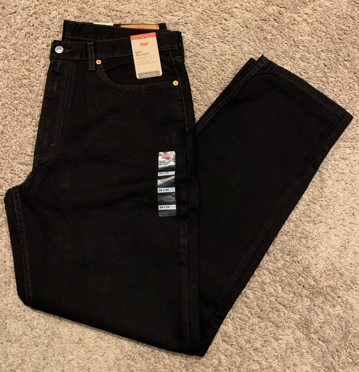 Levi’s 550 Relaxed Fit Black Jeans 100% Cotton Men’s 36X34 NWT RT$$64.50 0260 A4