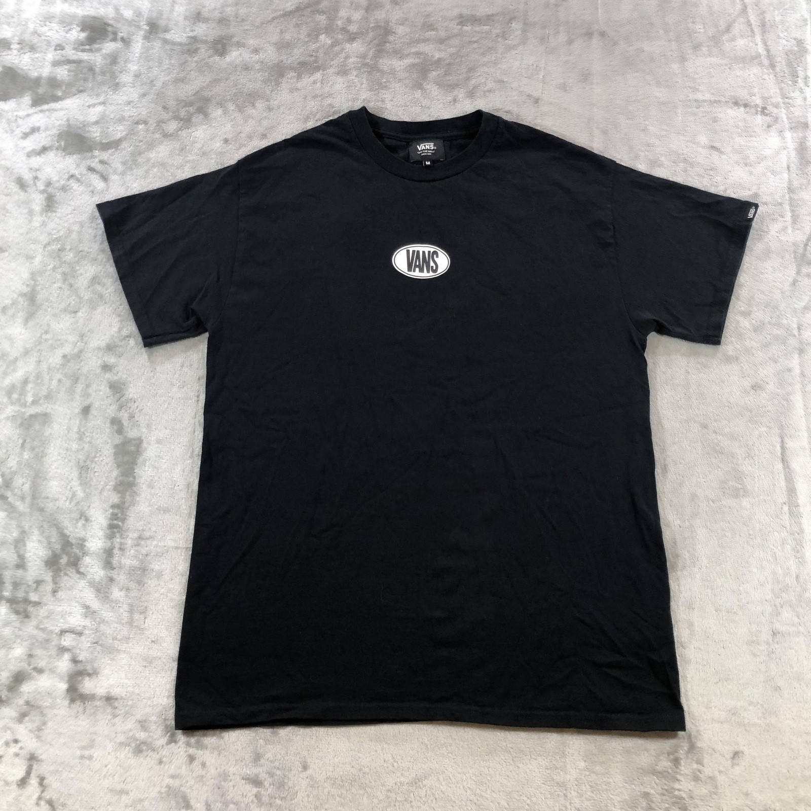 Vans Shirt Mens Medium Black Oval Logo Graphic Tee Skate Streetwear Y2K