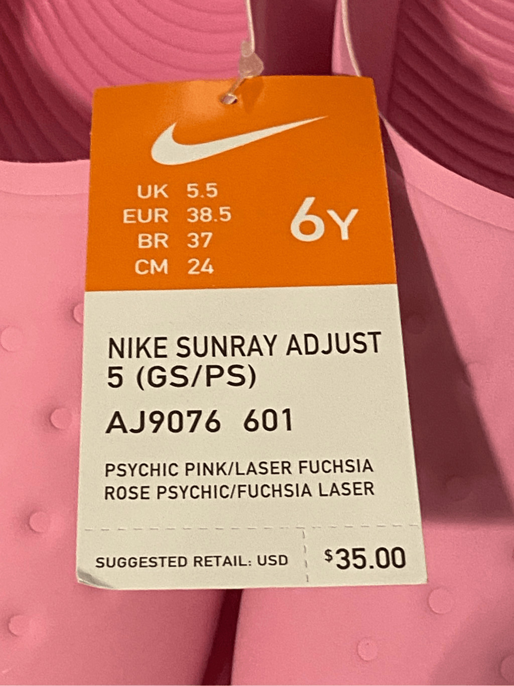 NIKE SUNRAY SIZE 6Y Adjust 5 Open Toe Sandals with Hook & Loop Closure