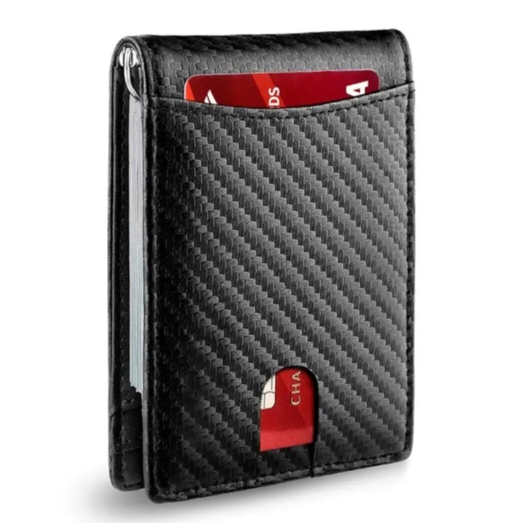 Billetera Hombre Carteras De Cuero Men Minimalista Delgadas Bloqueo Rfid Para
