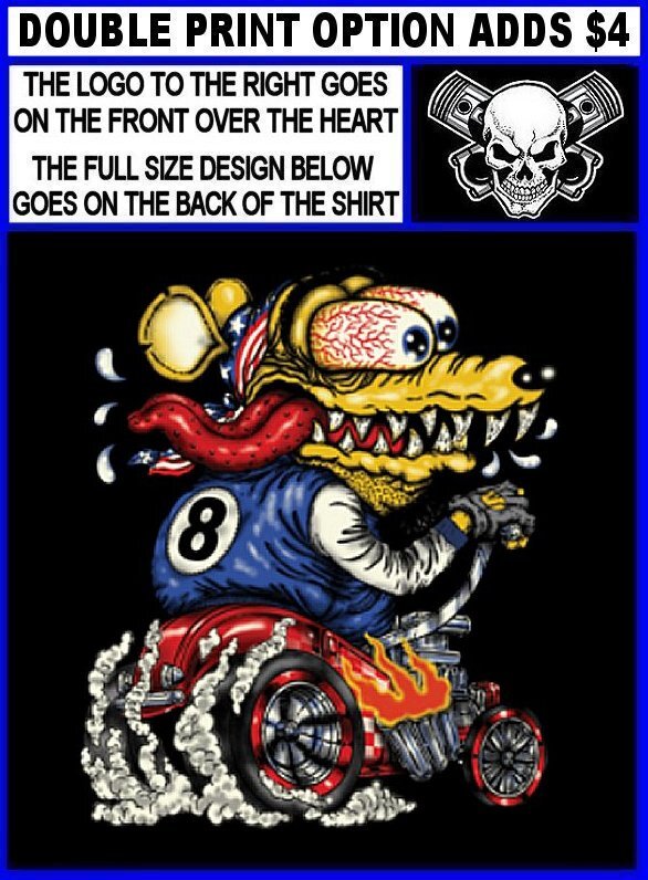 Giant Monster Rat In Blown Supercharged Hot Rat Rod Roadster Skull T-shirt WS161
