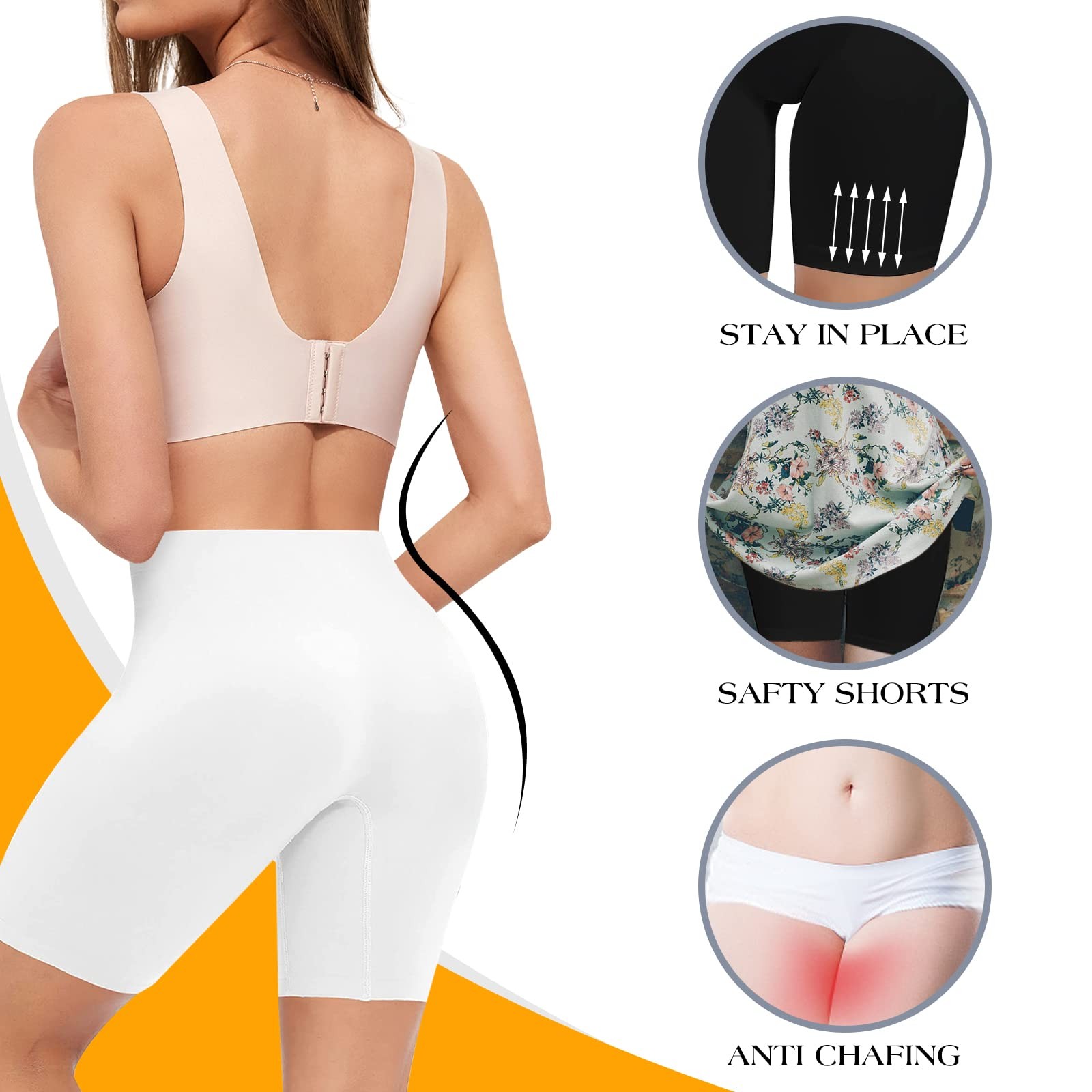 ZENUTA 4 Pack Slip Shorts for Women XX-Large, 4pcs Black White Nude Pink