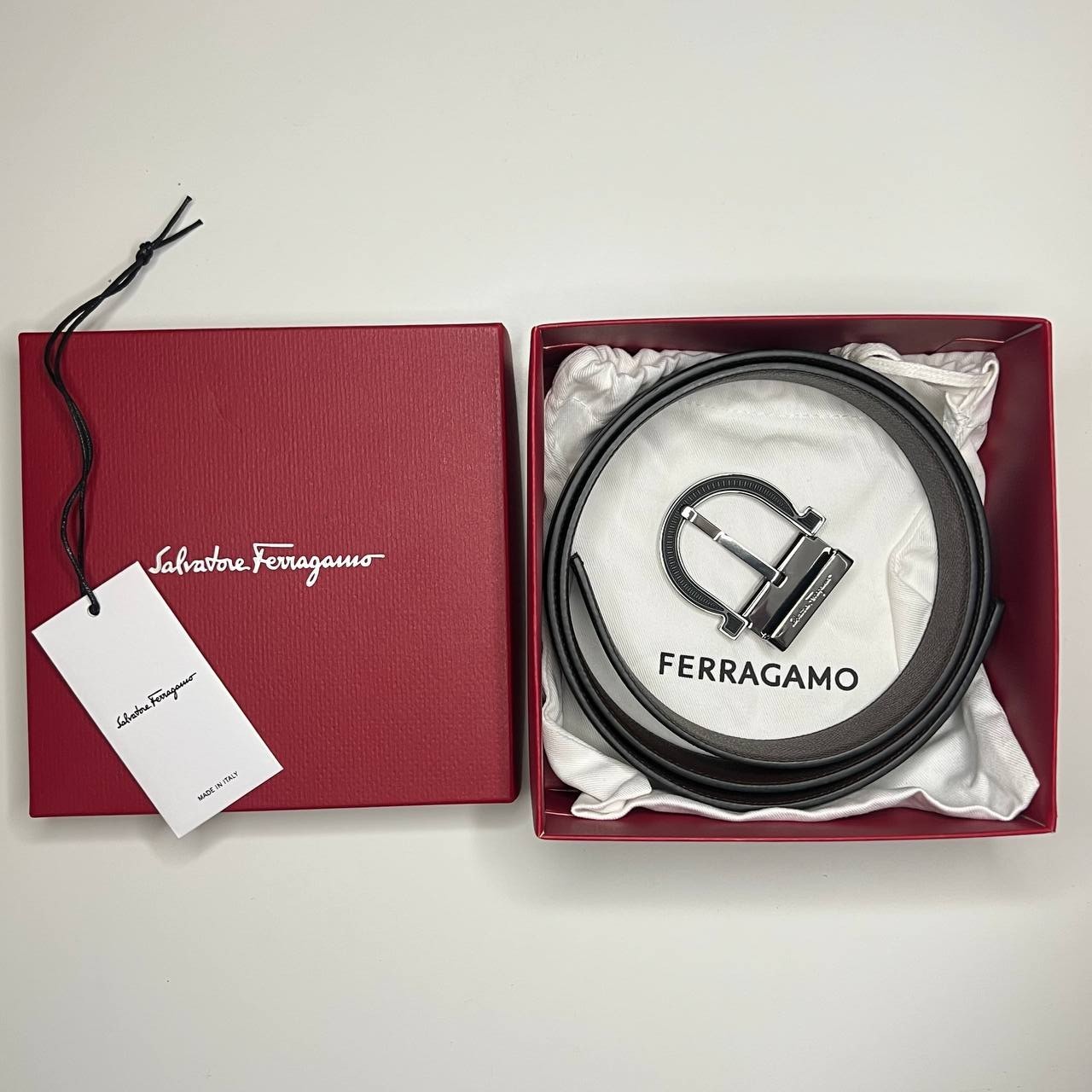 Authentic Men’s SALVATORE FERRAGAMO Leather Belt Black & Brown Reversible