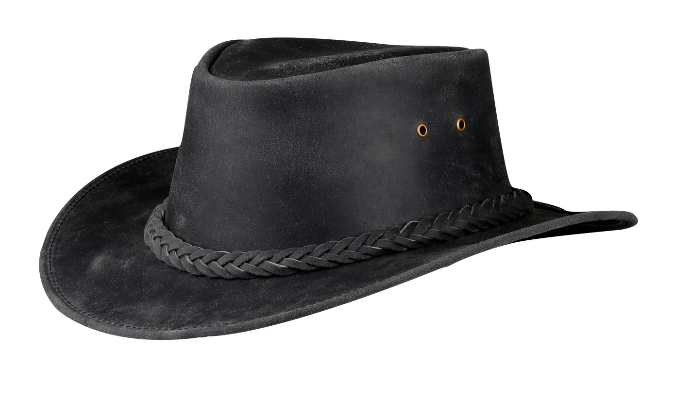 Men’s Black Genuine Leather Cowboy Western Hat