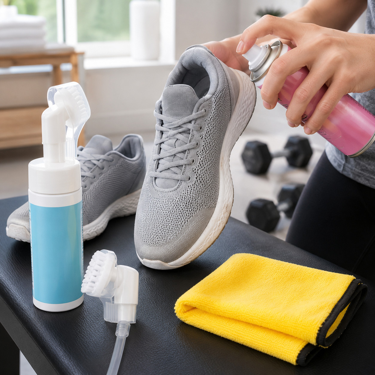 All-in-One Shoe Care Kit Cleaner Spray Brush Towel for Daily Shoe Cleaning