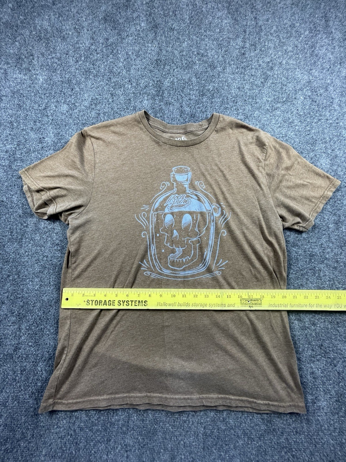 Moon Shine Spirits Brown Skull Graphic Crew Neck Short Sleeve Cotton Blend XL