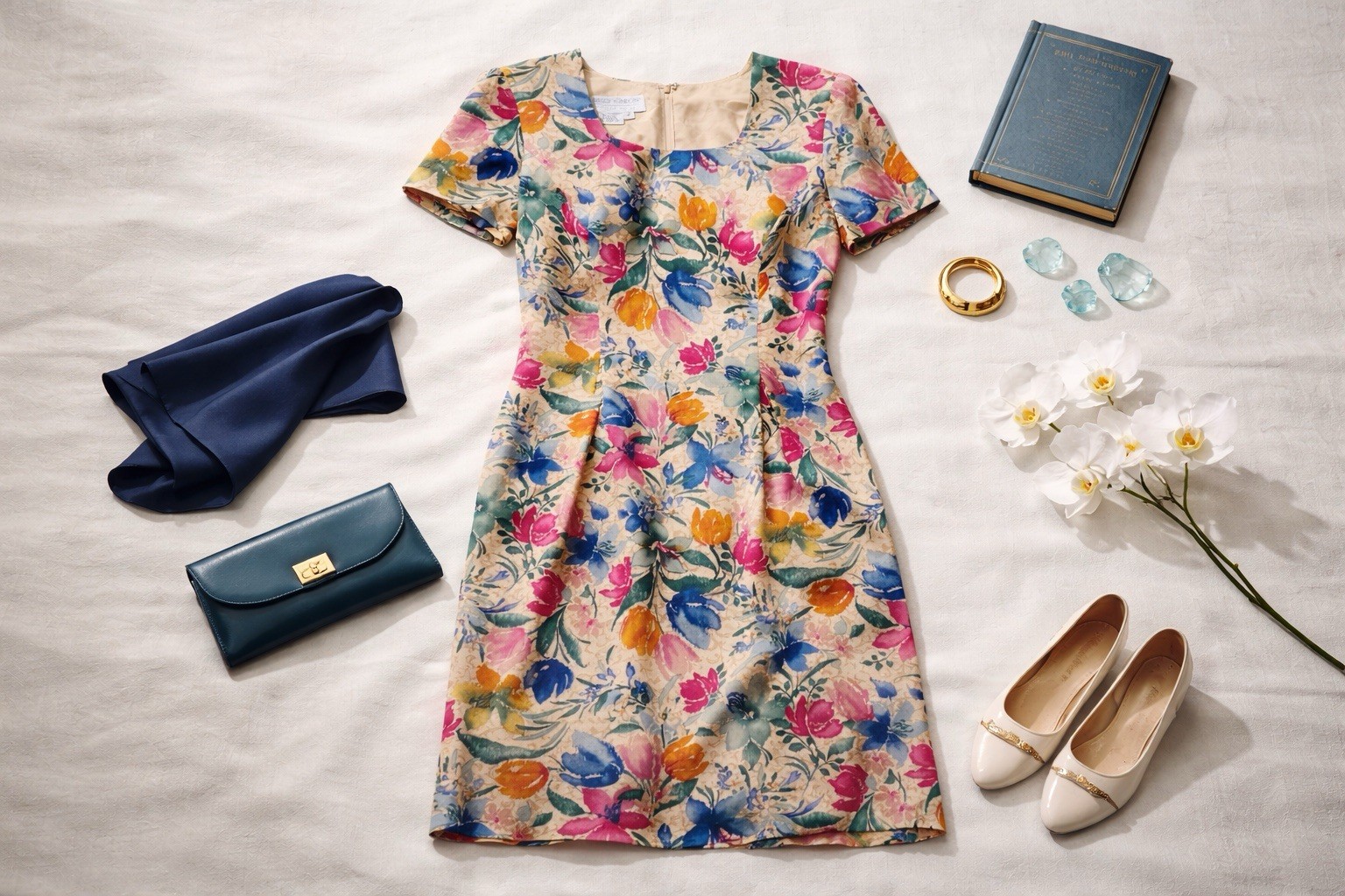 Vintage 90s Maggy London 100% Silk Floral Sheath Dress Size 4
