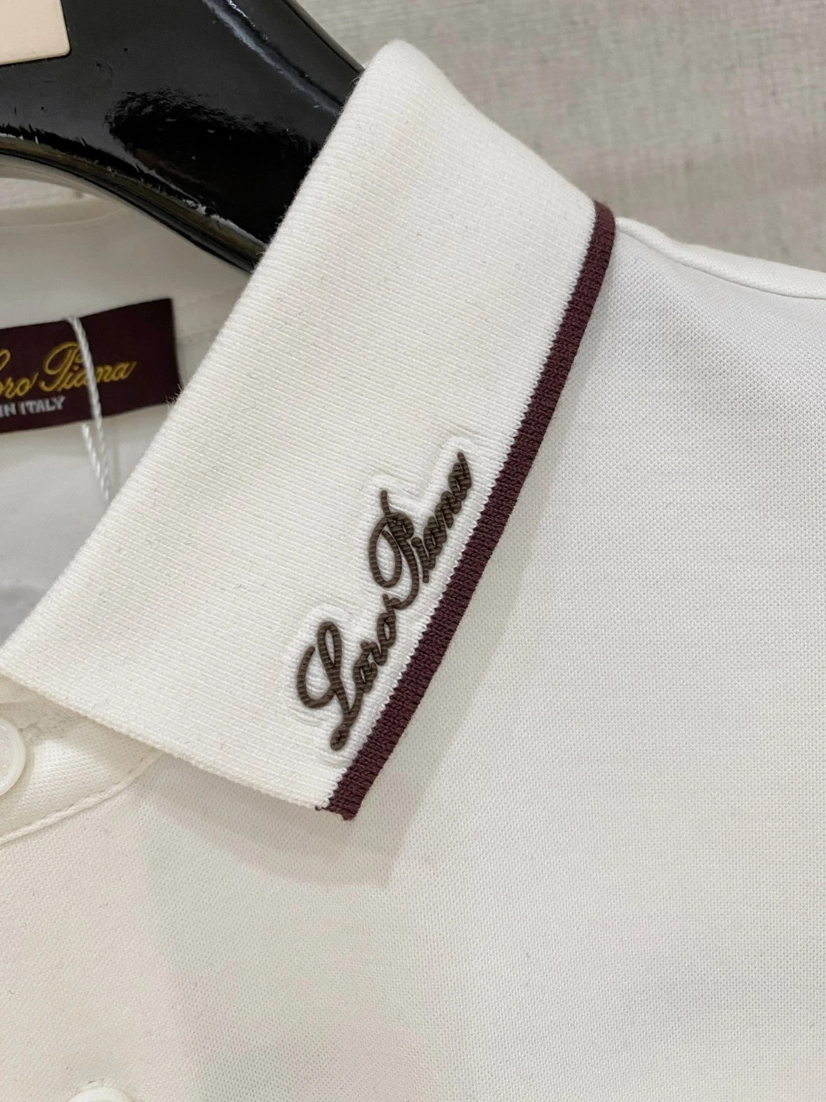 Loro Piana Logo Polo Shirt Men White Short Sleeve Size XL
