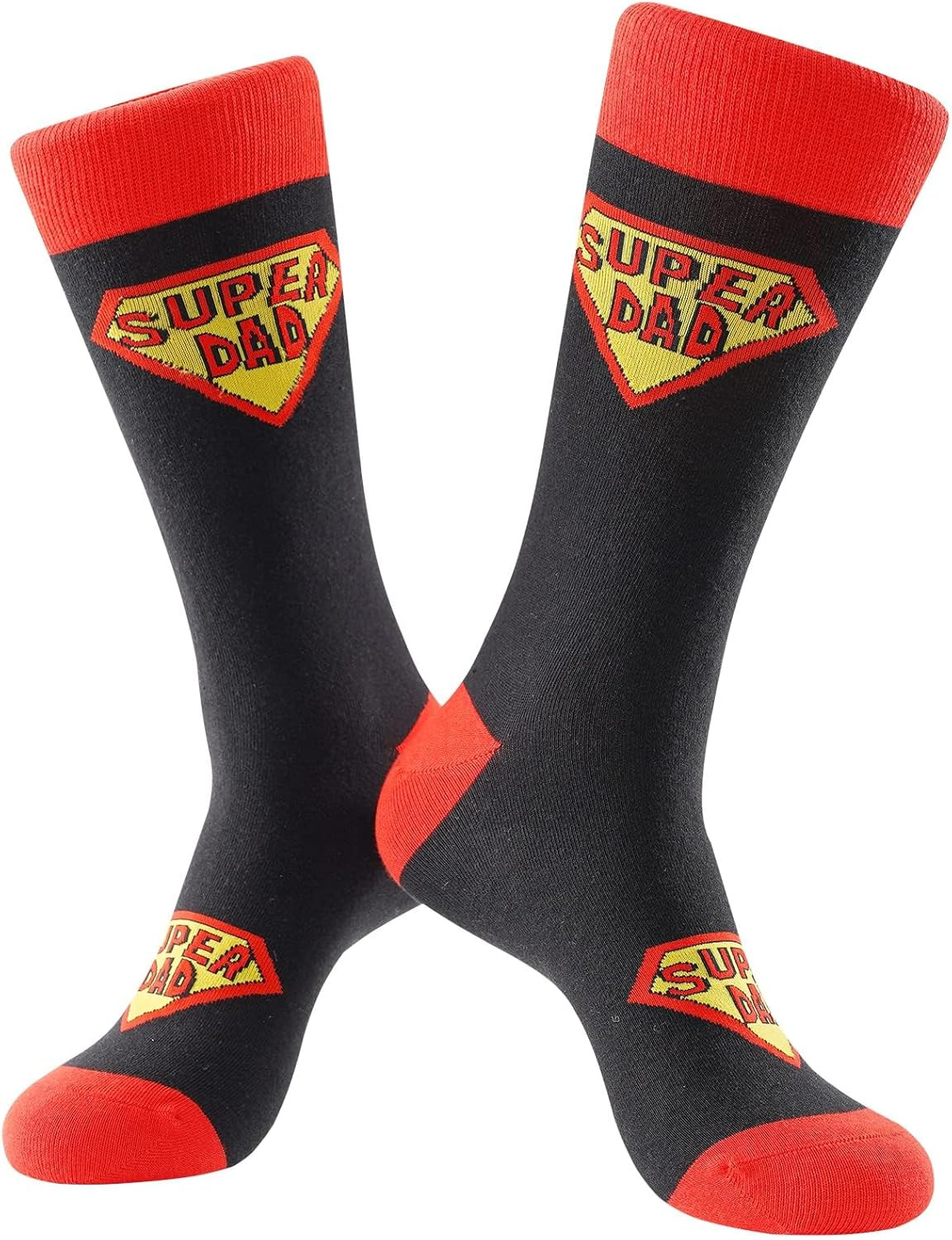 Funny Dad Socks Gift for Father’S Day, Super Dad Ever Novelty Mens Dress Socks,