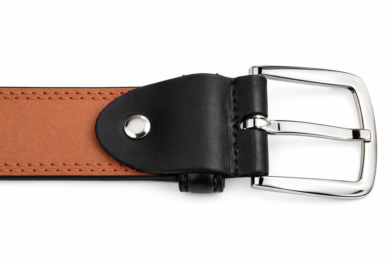 Men’s Leather Casual Dress Plain Black Belt Silver Buckle Sizes S / M / L / XL