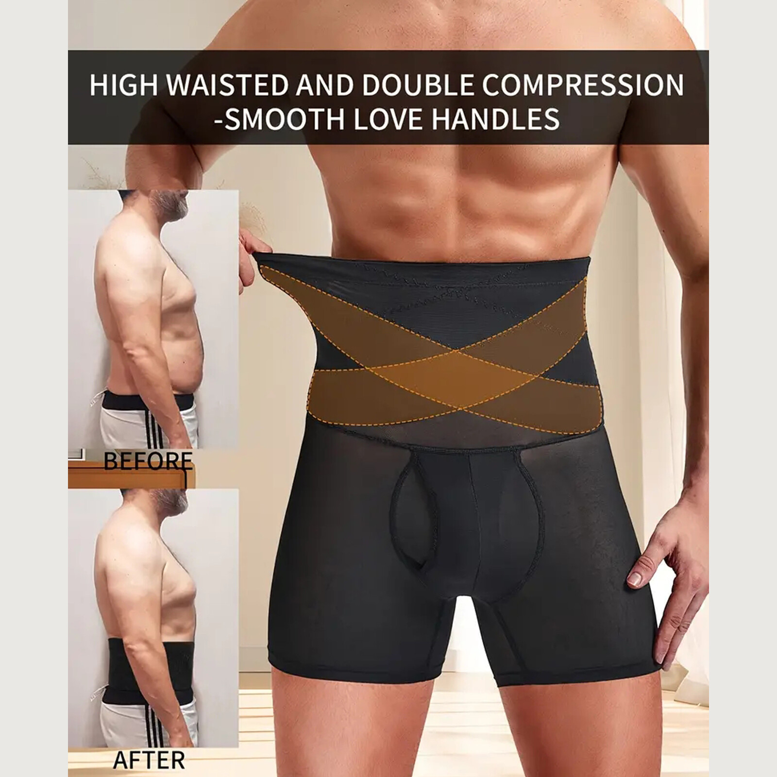 Fajas Colombiana para Hombre Stomach Shaper Boxer Brief Breathable Shapewear Men