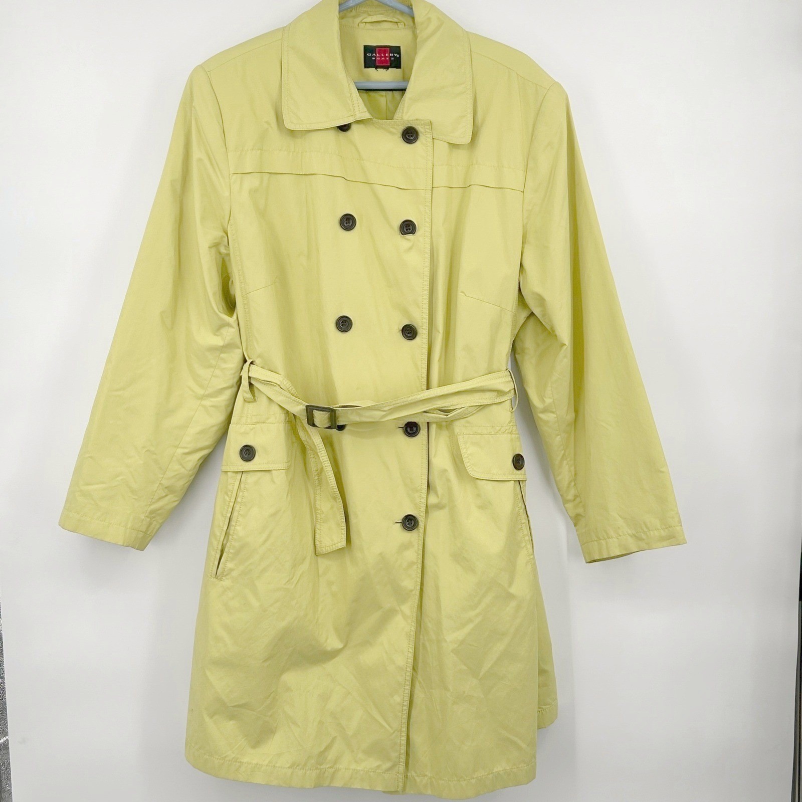 Womens Plus Trench Coat Yellow Chartreuse Double Breasted Belted Gallery Woman