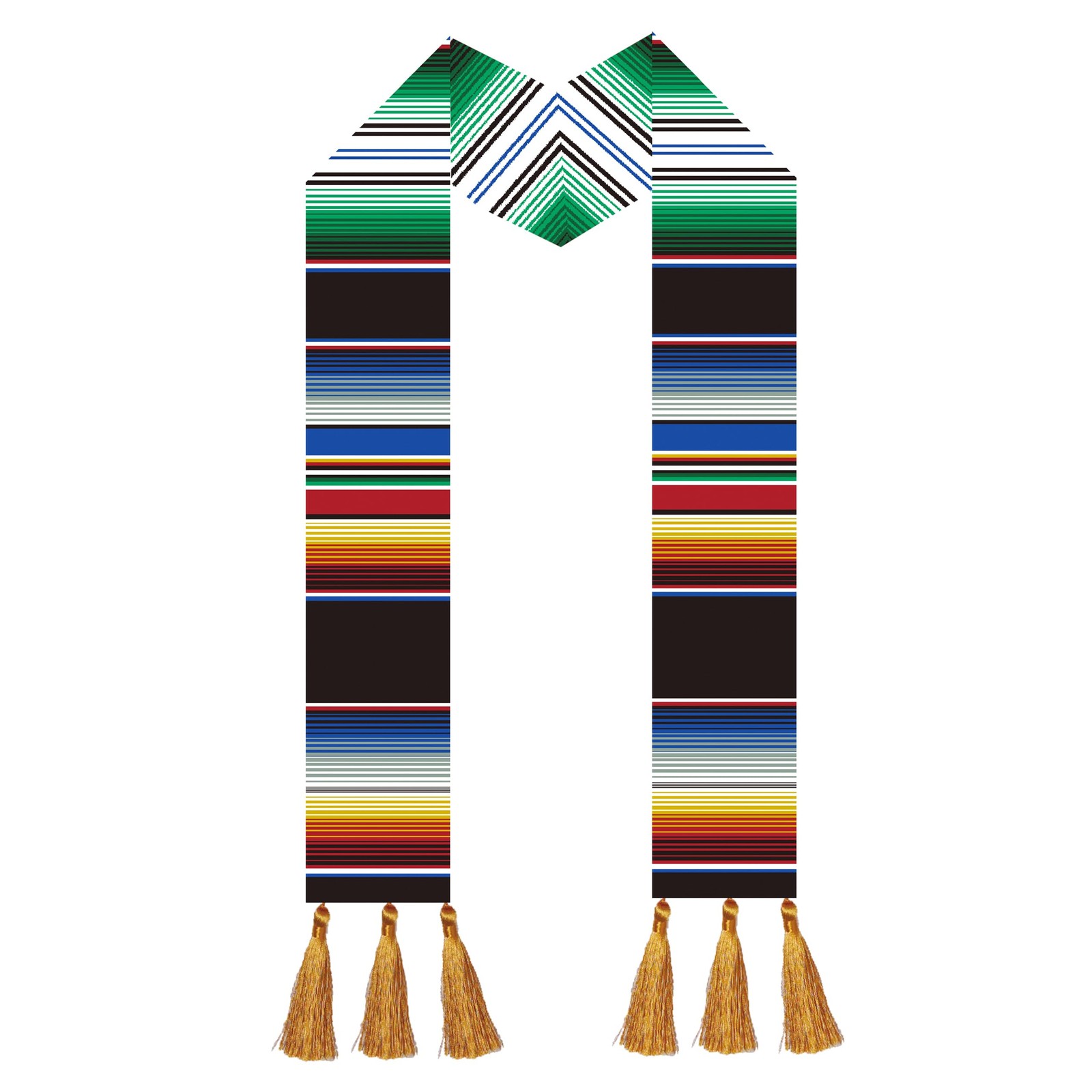 Mexican Graduation Sash With Flag and Flowers Mexico Serape Stole Medium Blue