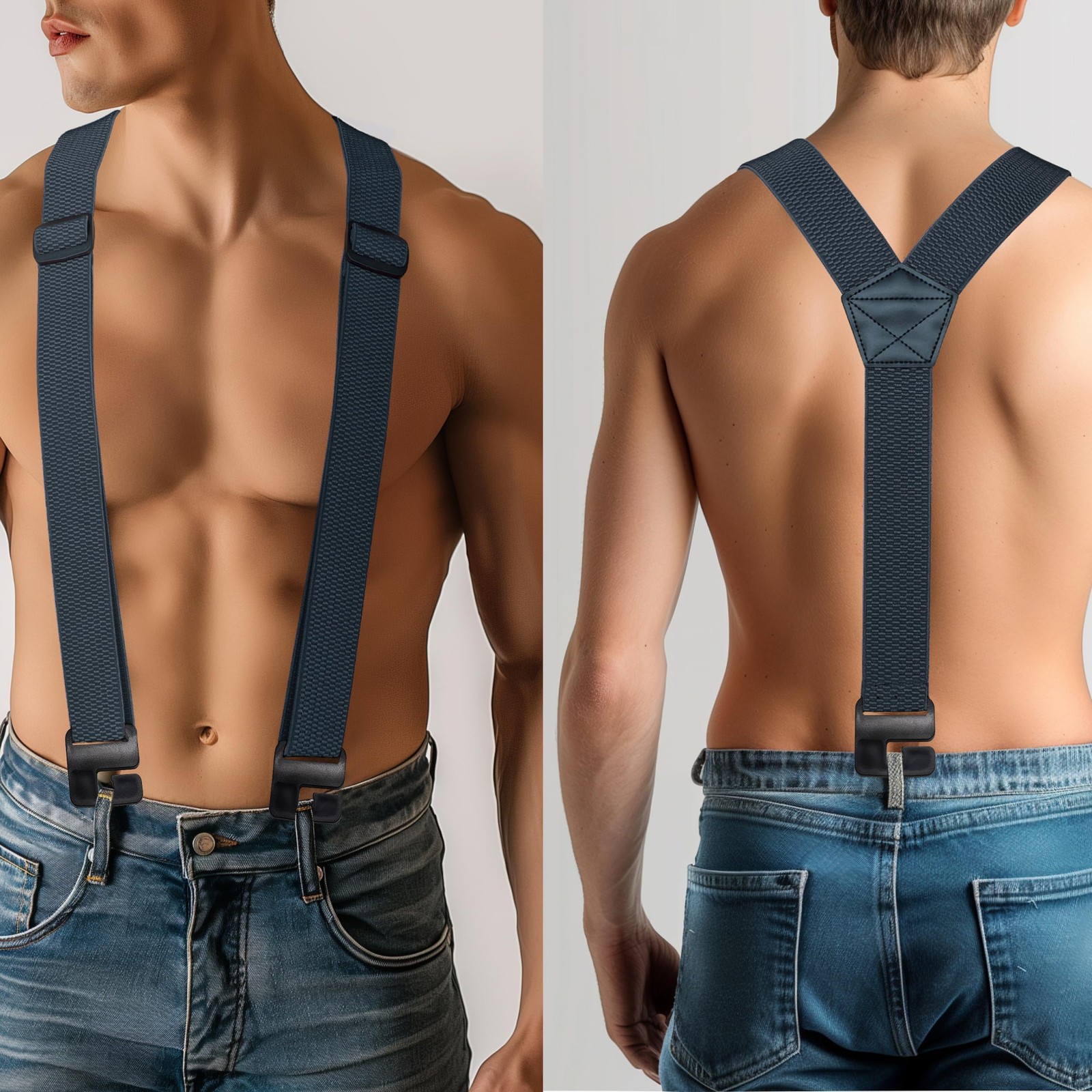 Hidden Charcoal Suspenders 1.48″ Under Clothing Work Suspender for Men(10)