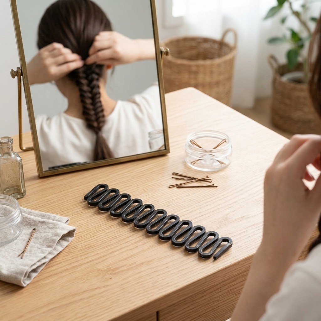 5Pcs Black Plastic Hair Braiding Tools Wavy Hair Styling Clips for Braid Making