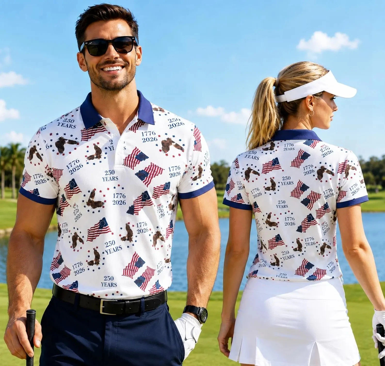 250th Anniversary Polo Shirt 1776-2026 Shirt Patriotic American Flag Polo Men