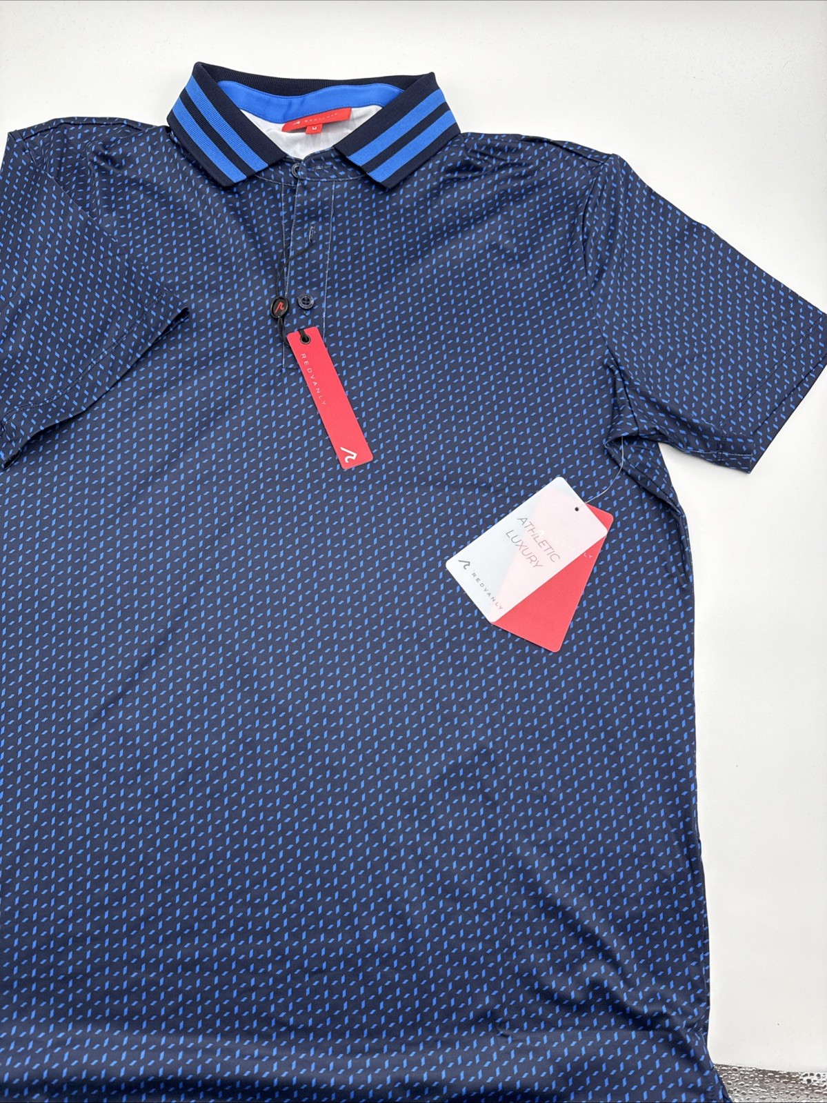 $110 Redvanly Men’s Pascal Golf Performance Polo Shirt-Midnight Navy-Medium -New