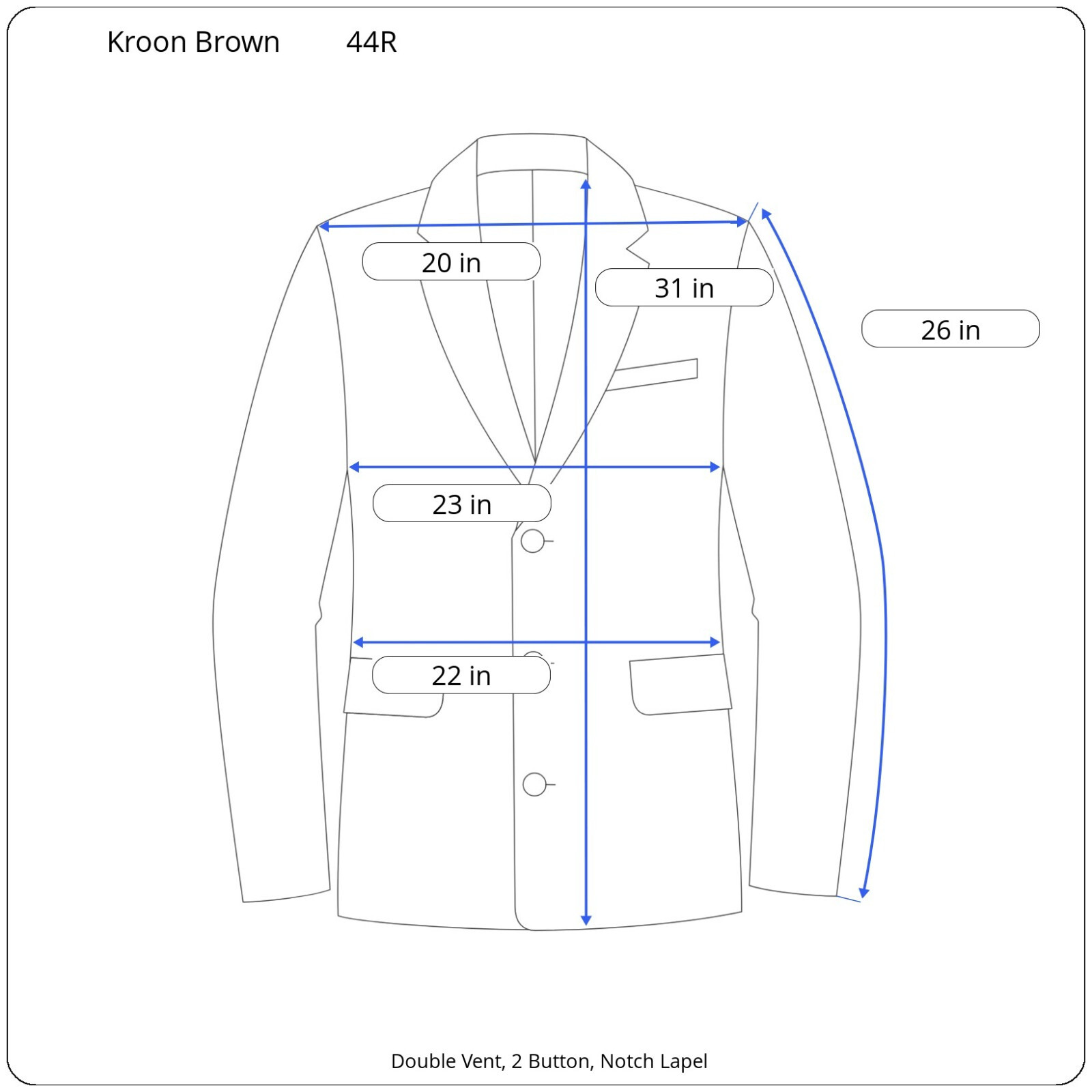 KROON Mens Brown Cotton Blend Classic Fit Sport Coat Suit Jacket SIZE 44R