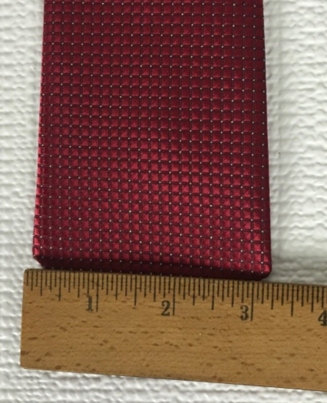 Neck Tie Dark Red with Dark Red Silver Tiny Squares 3.25 inches Wide 55 in Long