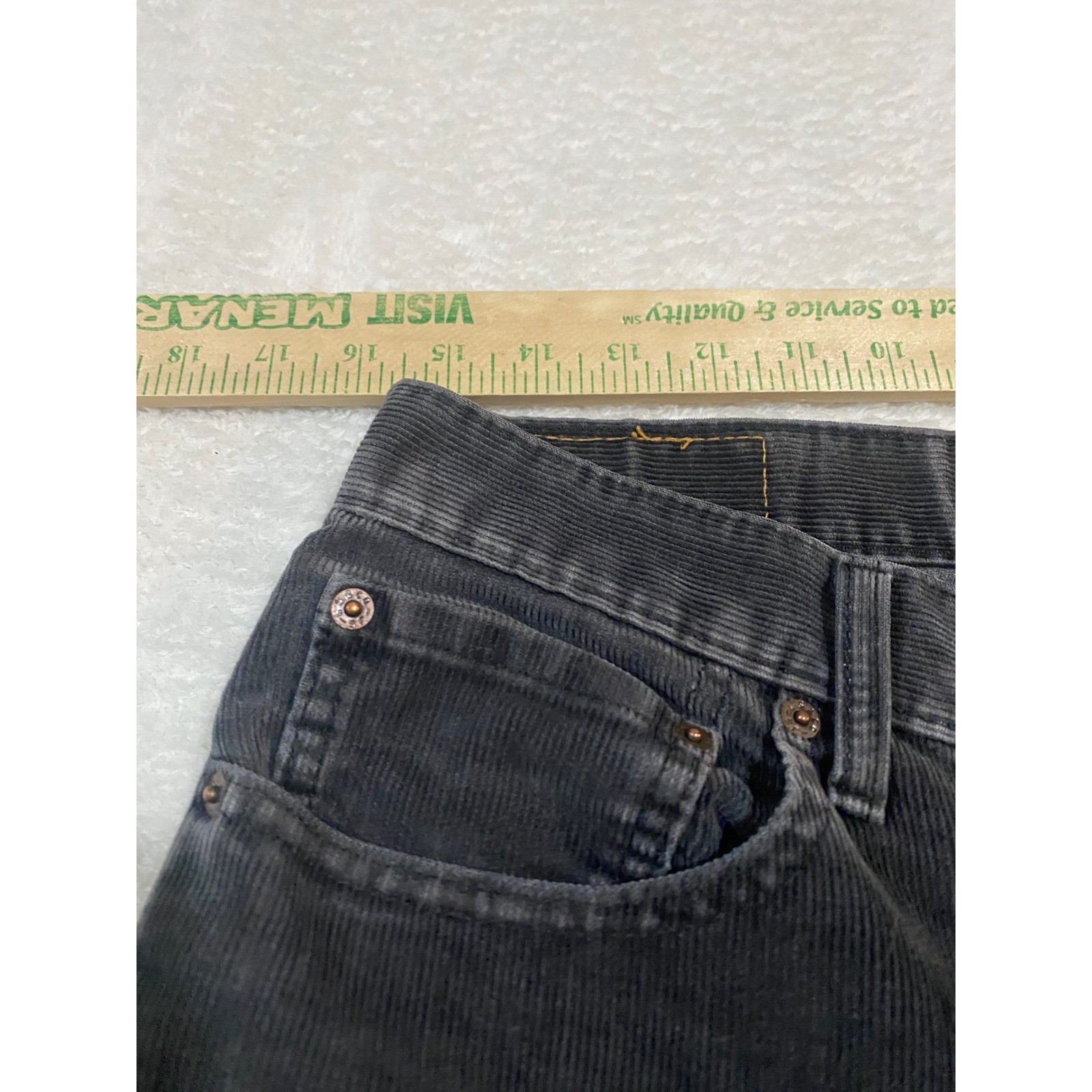 Levis 505 Regular Fit Corduroy Pants Mens 32×34 Charcoal Grey Faded Black